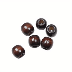 Large Hole Barrel Wooden European Loose Beads 6pc