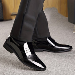 Men's Almond Toe Loafer Shoes Comfy Slip On Glossy Shoes