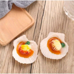 2pcs Realistic Scallops w/ Garlic Sauce Mixed Colors Kitchen Photography Props