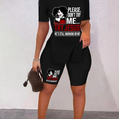 Jesus Print Two piece Set Short Sleeve Casual T Shirt & Shorts