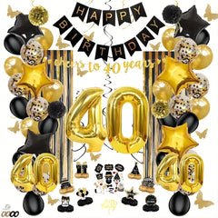40th Gold Happy Birthday Theme Set for Boys Party