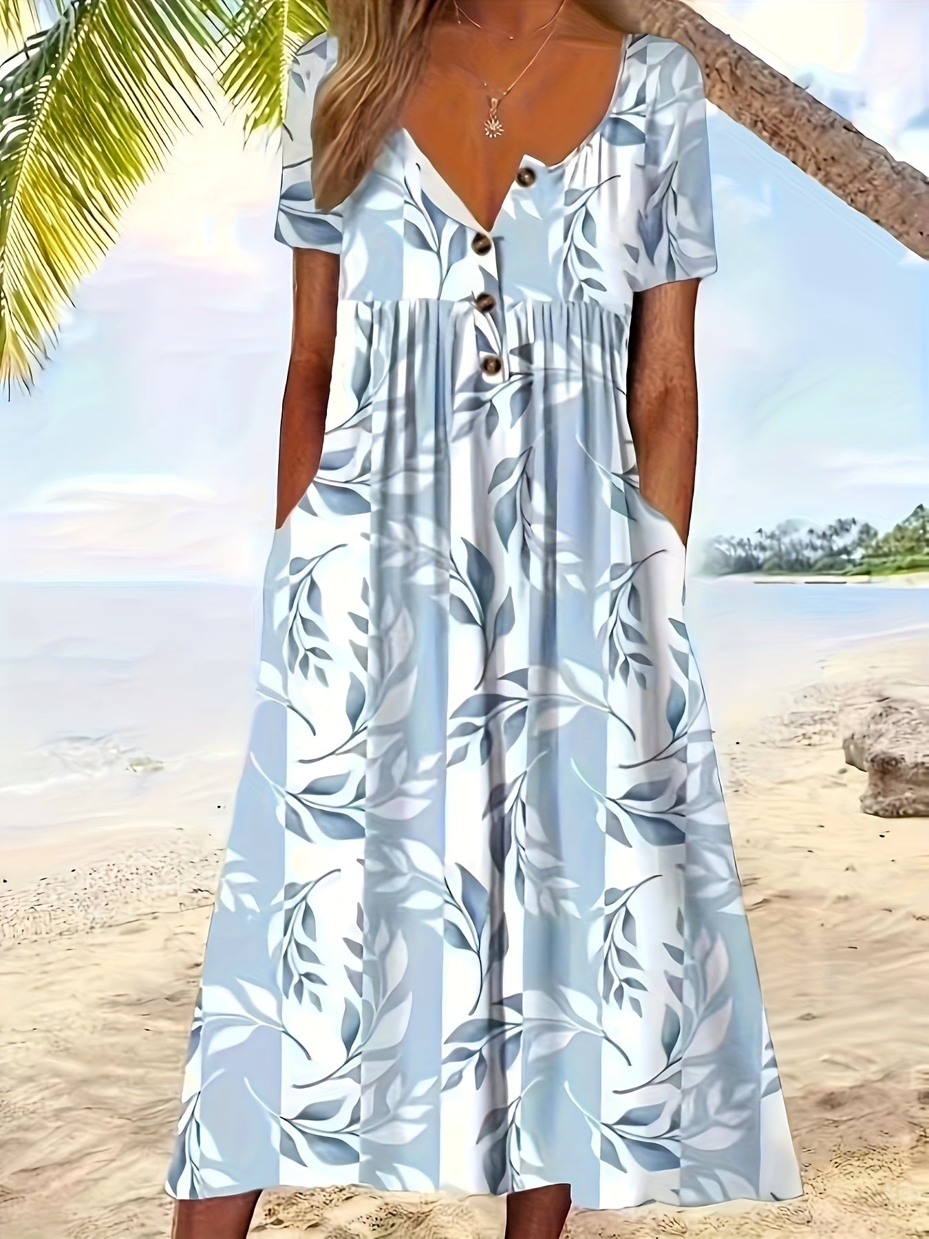 Colorblock Floral Button Up Midi Dress