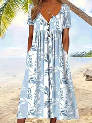 Colorblock Floral Button Up Midi Dress