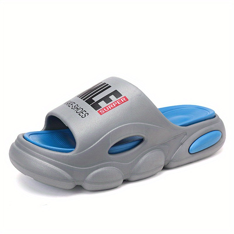 Men's Letter Print Platform Slides for Summer