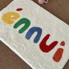 Plush Carpet Graffiti Letter Bedside Bedroom Living Room Anti Slip Floor Mat