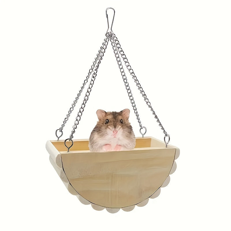 Hamster Wooden Swing Toy Hanging Bed Gerbil Mouse Dwarf Hamster Supplies