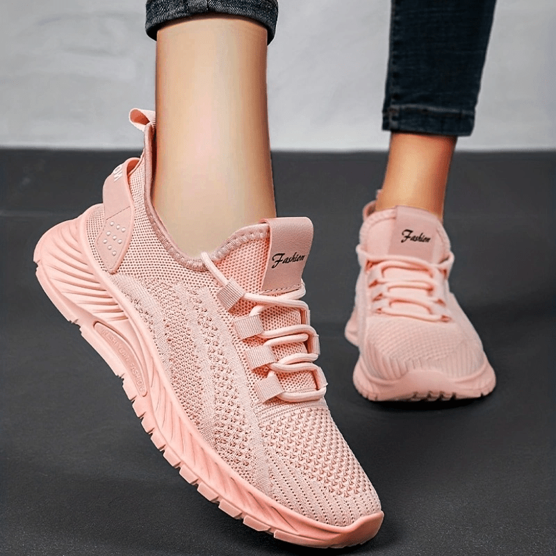 Women's Breathable Woven Sneakers Lace Up Outdoor Shoes Lightweight Mesh Sport