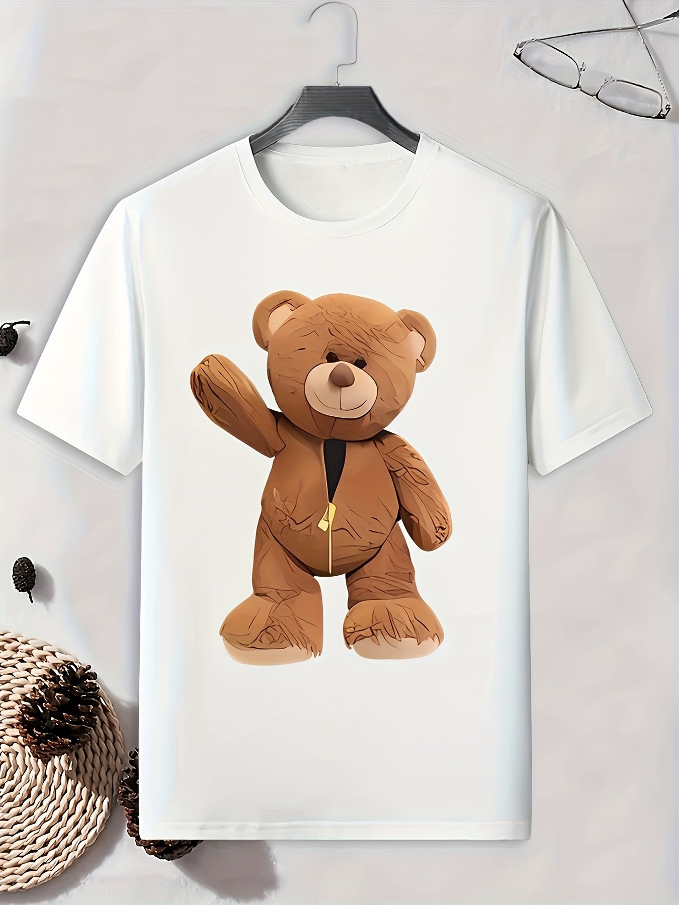 Bear Print Men's Graphic T shirt Casual Comfy Tees For Summer Mens Clothing