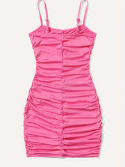 Girls Ruched Camisole Tunic Dress Party Holiday Casual Outfit Kids Bodycon Dress