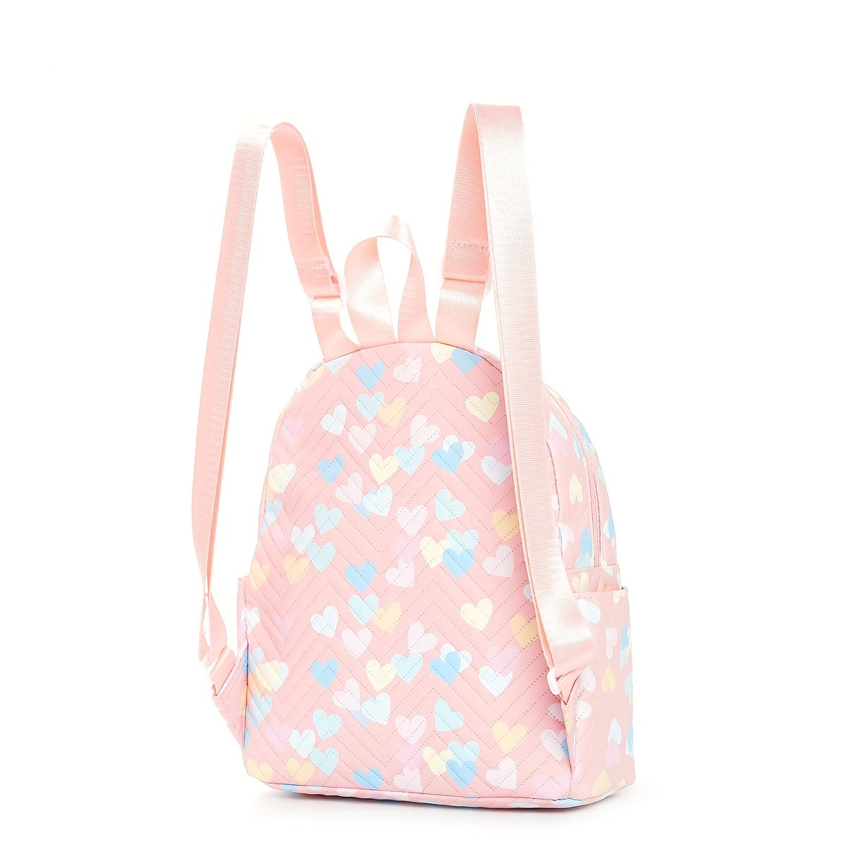 Girls Heart Pattern Plush Decor Backpack Large Capacity Pink Backpack