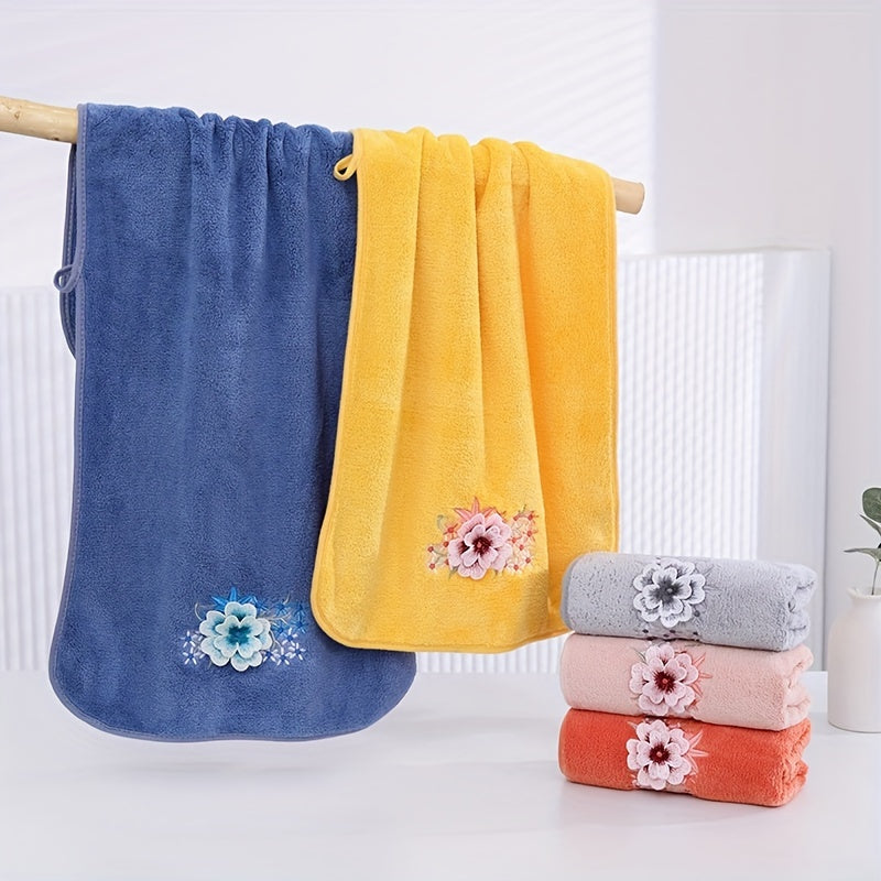 Soft Flower Embroidered Hand Towel Coral Fleece Face Towel