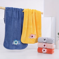Soft Flower Embroidered Hand Towel Coral Fleece Face Towel