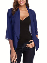 Women's Solid Open Front Cardigan 3/4 Sleeve for Spring & Summer