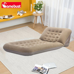 Inflatable Flocking Sofa Bed Mattress - Home/Outdoor Relaxing Airbed