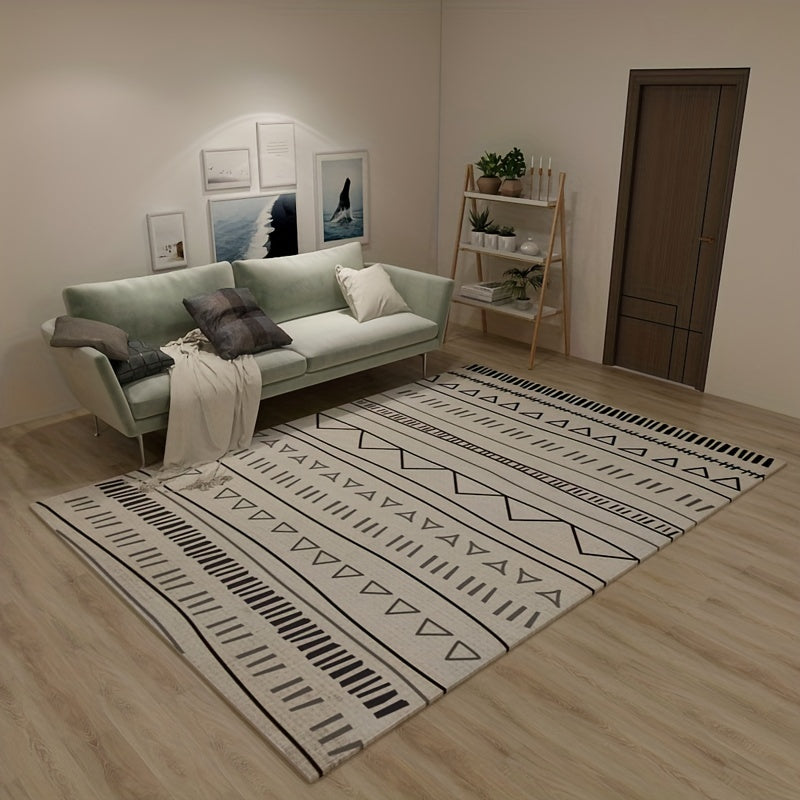 Nordic Geometric Area Rug Soft Crystal Velvet Carpet with TPR Anti Slip Bottom
