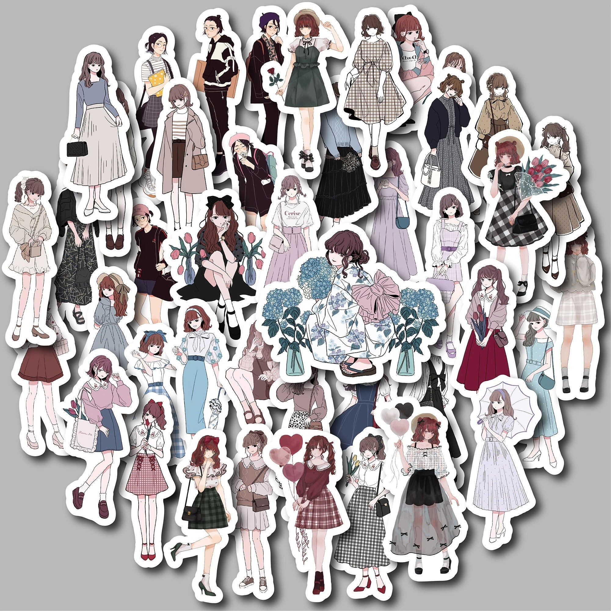 50 Waterproof Cartoon Stickers for Notebooks and Water Bottles