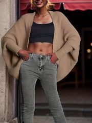 Batwing Long Sleeve Knit Cardigan Open Front Sweater