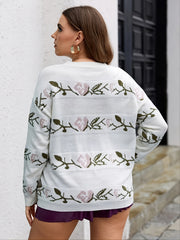 Jacquard Knitted Sweater Women's Plus Slight Stretch Sweater