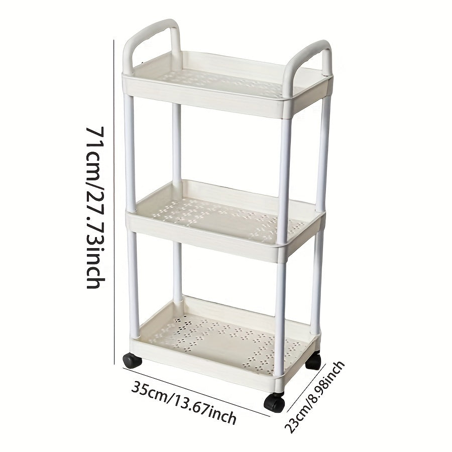 3 Tier Utility Cart Rolling Organization Cart With Handle And Wheels
