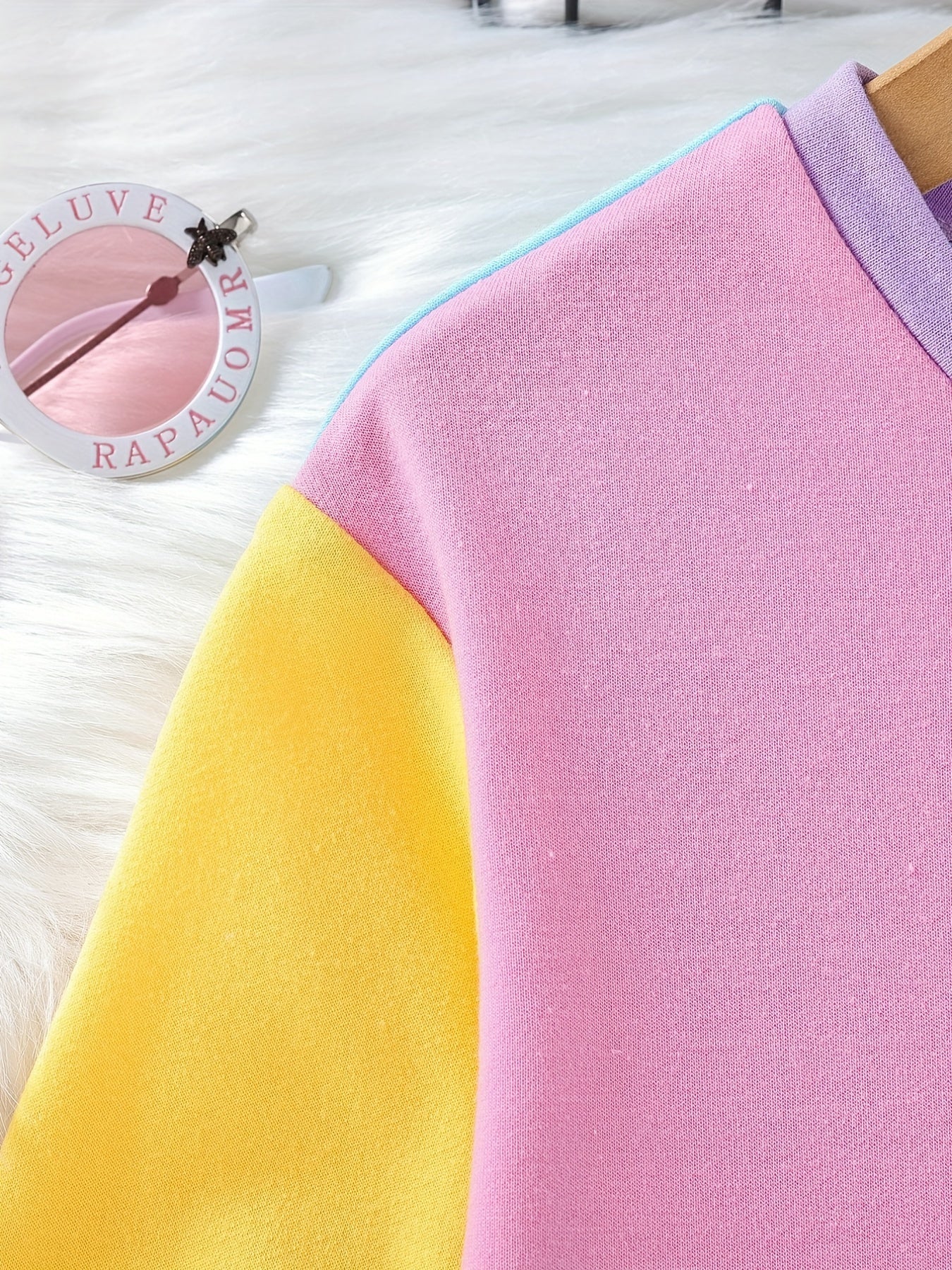 Girls Colorblock Long Sleeve Sweatshirt Dress Crew Neck Casual Outfit