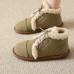 Women's Non slip Medium Tube Snow Boots Lace Up Warm Outdo