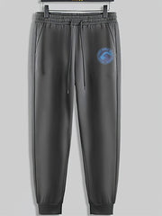 Mountain Print Men's Pants Drawstring Sweatpants Loose Casual Trousers