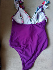 Floral Surplice Ruffle One Piece Swimsuit