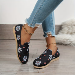 Women's Flower Pattern Slip On Sneakers Lightweight Outdoor Shoes
