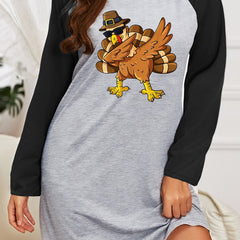 Turkey Print Raglan Sleeve Nightdress