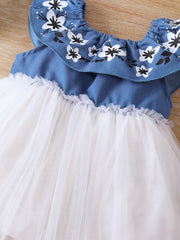 Girls Flower Mesh Summer Dress
