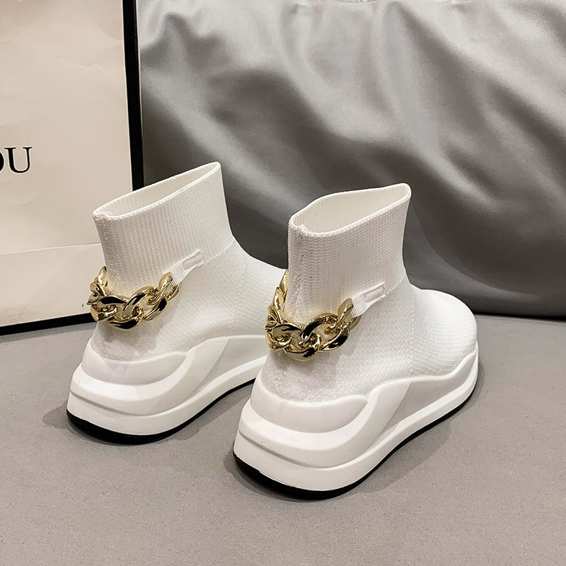 Knitted Slip On Sock Boots Platform Sneakers