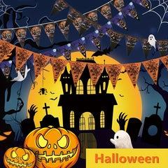 Halloween Paper Pennants Festive Decorative Flags 6 Styles Double Sided Printed