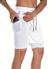 Men's 2 in 1 Running Shorts Quick Dry Gym Training Multicolor S
