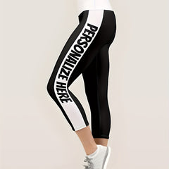 Pattern Block Crop Yoga Pants Fitness Sports Running Cropped Pants