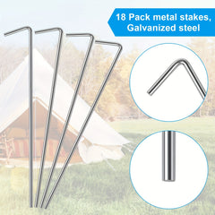 18pcs Heavy Duty Tent Stakes Outdoor Use - Secure Canopies & Decorations