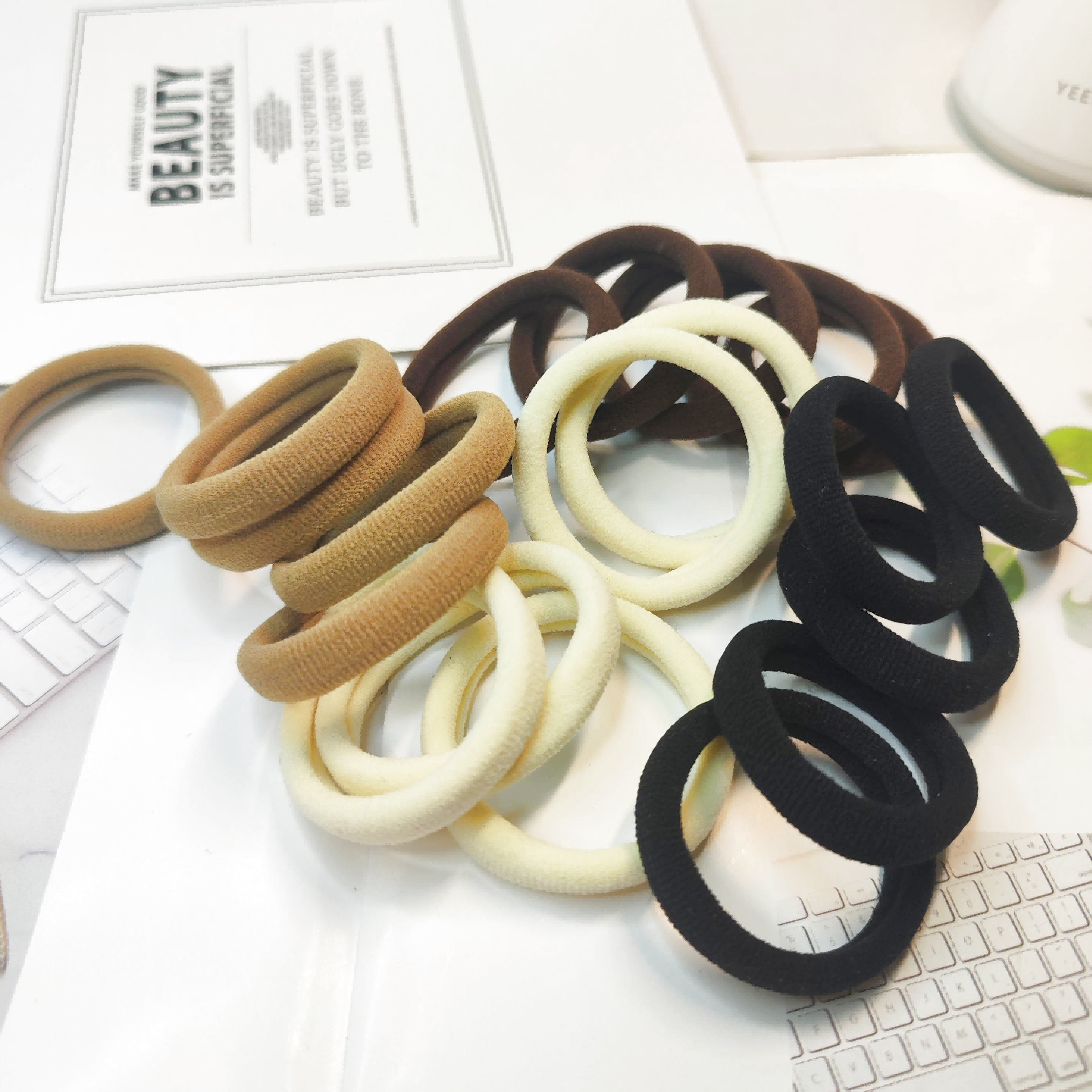 20pcs Large Nylon Hair Ties Thick Hair Bands No Crease No Damage For Women