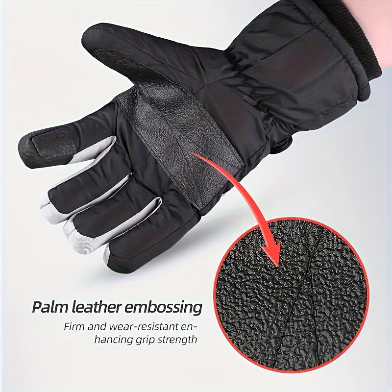 Men's Winter Touch Screen Windproof Warm All Finger Gloves for Skiing Cycling