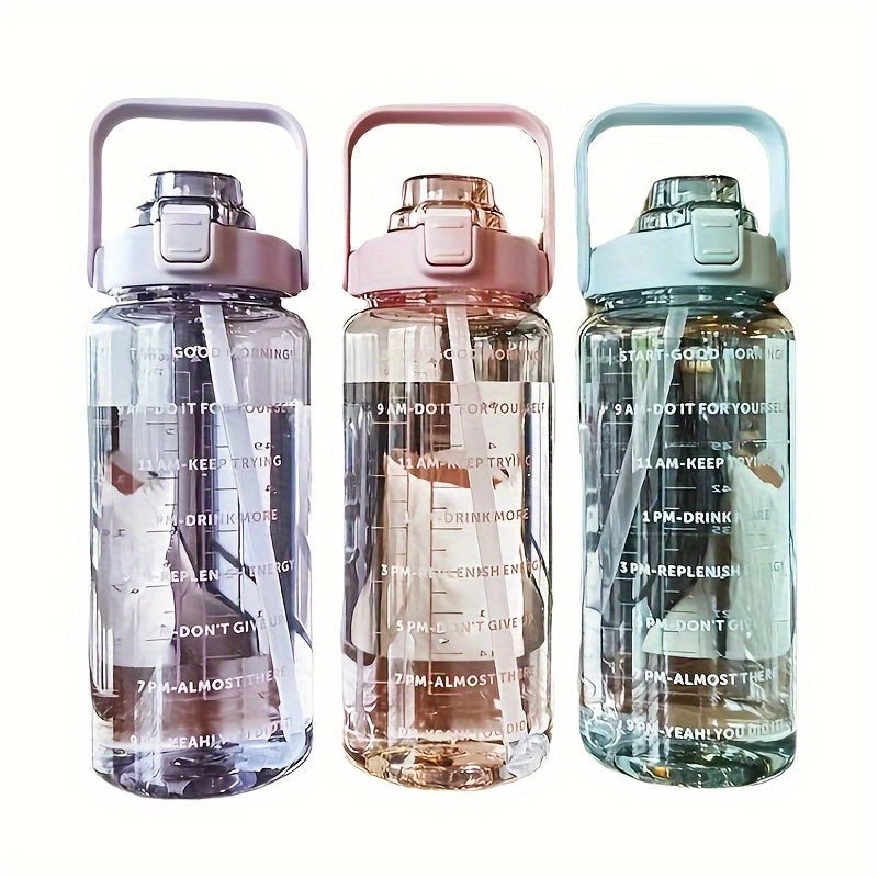 2000ml Portable Water Bottle Strap Transparent Scale Fitness Outdoor