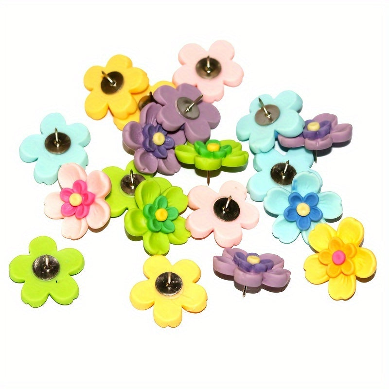 15pcs 3D Flower Push Pins for Cork Board Office Utensils