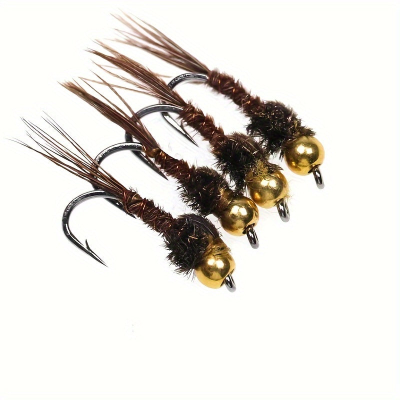 16pcs Bead Head Pheasant Tail Nymph Fly Trout Fishing Lure Sinking Fly