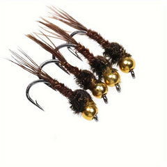 16pcs Bead Head Pheasant Tail Nymph Fly Trout Fishing Lure Sinking Fly