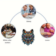 Colorful Wolf Wooden Jigsaw Puzzle - Christmas Gift