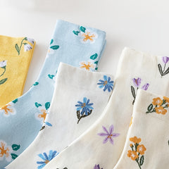 Paris Cotton Retro Floral Pattern Socks Mixed Mid Tube Socks Pack