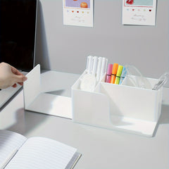 Retractable Plastic Desktop Storage Box Stationery Organizer