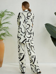 Abstract Print Casual Two piece Set