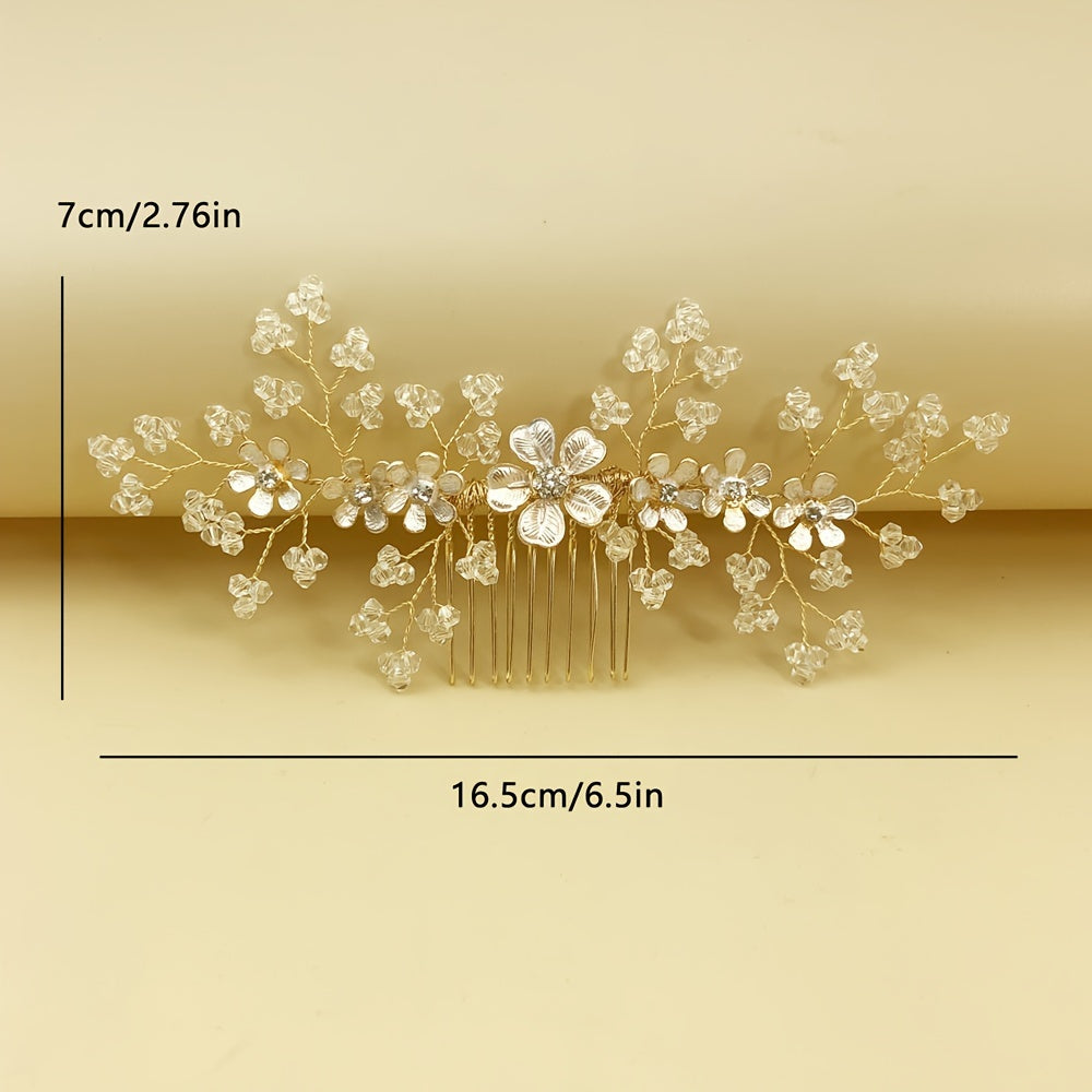 Crystal Floral Bridal Hair Comb Alloy Wedding Headpiece Accessory