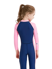 Girl's Zip Up Swimsuit Long Sleeve Surfing Suit Kid's Swimwear
