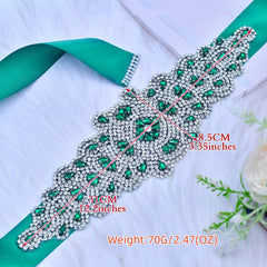 Green Rhinestone Bridal Sash Vintage Baroque Style Women's Dress Jewelry