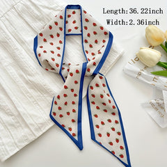 Floral Pattern Ribbon Scarf Classic Twilly Scarf Hair Tie