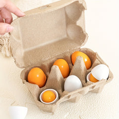 6pcs Wooden Egg Toys Set for Children Play Kitchen Pretend Food